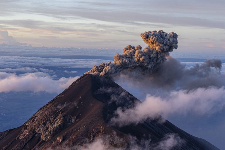 volcano, mountain, sunrise